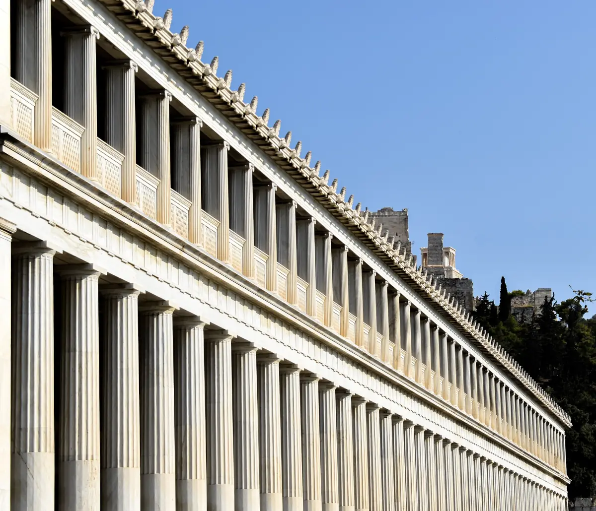 The rebuilt colonnade of the Stoa of Attalos in the Ancient Agora